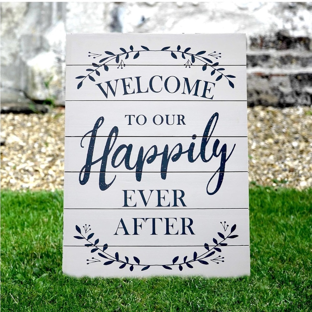 White and Black Art & Decals Welcome Sign